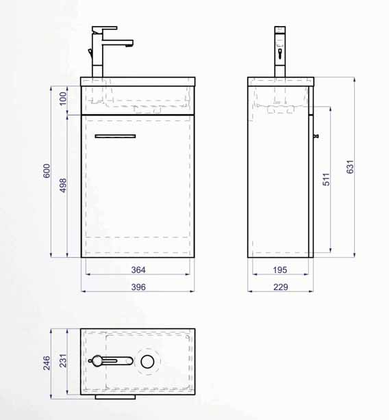 IS-Basic-HWB-Mineralguss-mit-Unterbau IS BASIC Mineralguss - WT- Set mit Unterbau 400 mm Abmessungen