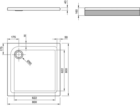 Brausetasse-One-800X800X25-Mass Brausetasse Acryl 800X800 80x80 extraflach