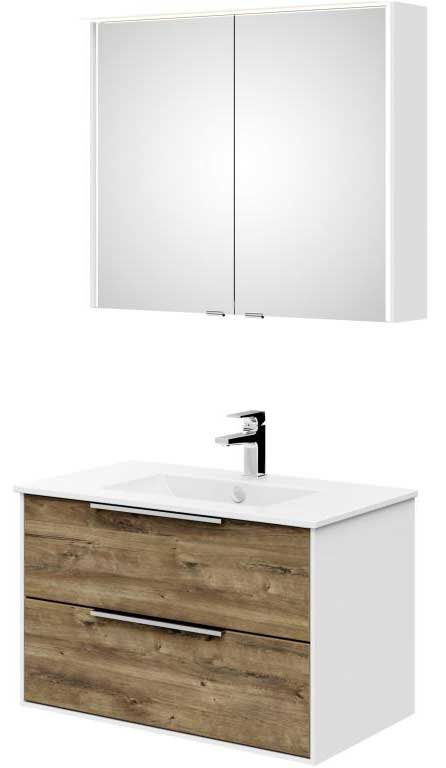 ISBMPRPWTS81RN Artiqua Badmöbel Premium WT Set mit Led Spiegelschrank 810 mm