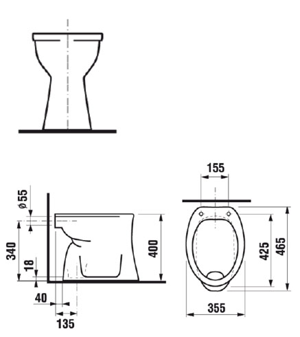 Alva Aqua Komplettanlage Flachspüler WC Set Abmaße senkrecht