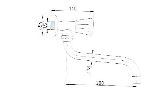 Kaltwasserschwenkventil Kaltwasserventil 1/2" verchromt