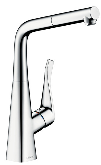 14821000_0 Hansgrohe Metris Select Spültisch Einhandmischer mit Ausziehauslauf,  verchromt 14821