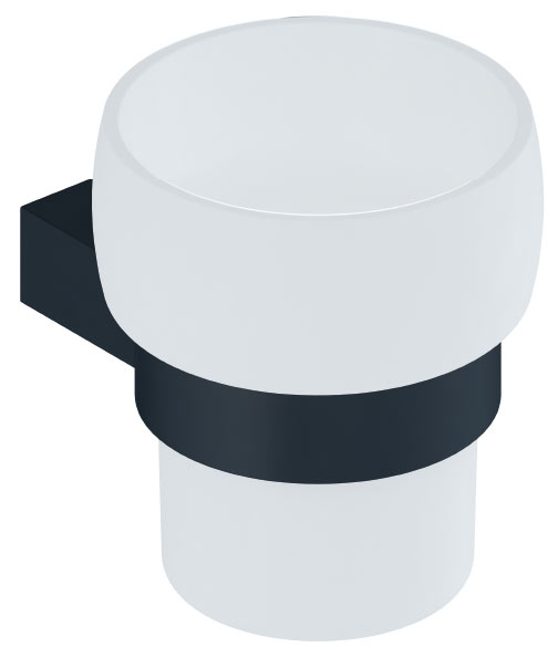 Amoa-Glashalter-mit-Glas-schwarz Amoa Glashalter mit Kristallglas aus Edelstahl schwarz