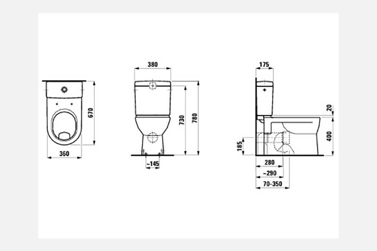 Laufen 2495.9 Stand-Flachspül-WC PRO für Kombination Abgang variabel weiss
