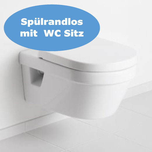 Villeroy & Boch Wand-WC-Set Omnia mit WC-Sitzbrett, 5684 Ceramicplus
