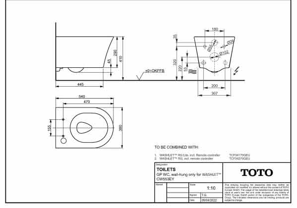 TOTO Dusch-WCWASHLET RG Lite mit WC GP