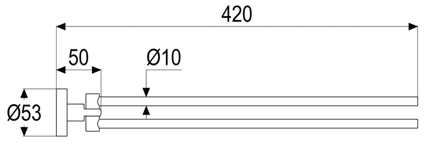 Una-Doppelhandtuchhalter-Massblatt Una Doppelhanduchhalter verchromt Maßblatt