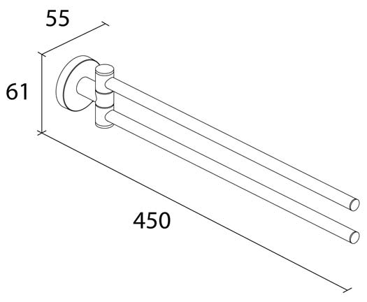 Ora-Doppelhandtuchhalter-Massblatt Ora Doppelhandtuchhalter 2-armig, Chrom Maßblatt