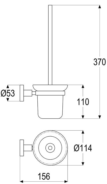 Una Toilettenbürstengarnitur verchromt wandhängend Maßblatt 