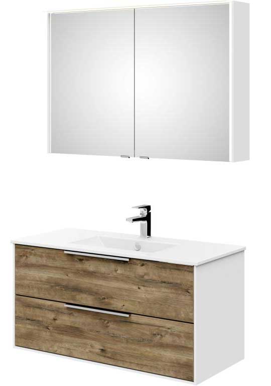 ISBMPRPWTS101RN Artiqua Badmöbel Premium WT Set mit Led Spiegelschrank 1010 mm