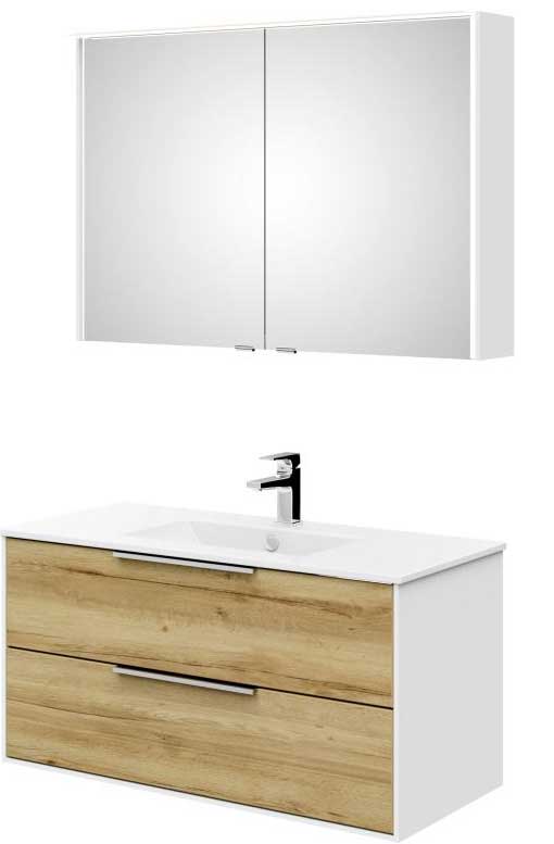 ISBMPRPWTS101HN Artiqua Badmöbel Premium WT Set mit Led Spiegelschrank 1010 mm Ribbeck