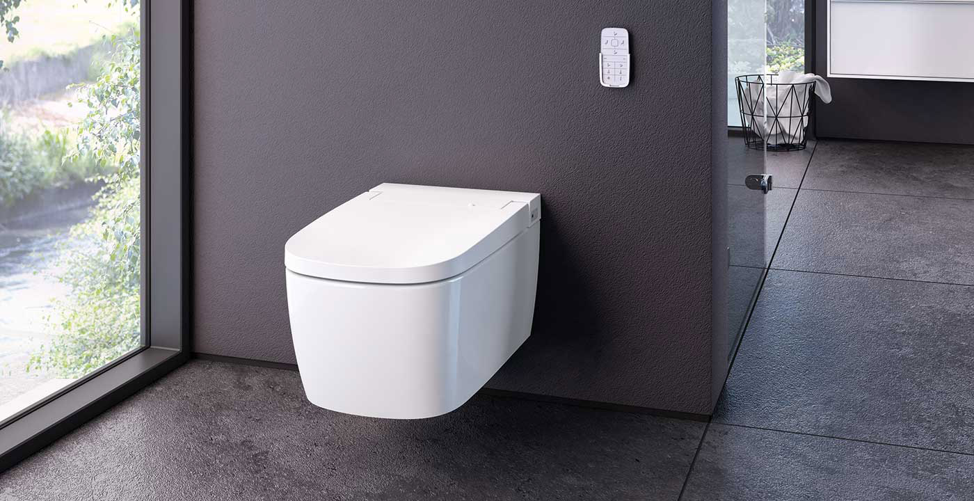 Vitra wand WC Komplettset spülrandlos mit Dusch WC Sitz weiss inkl.Touch-Fernbedienung